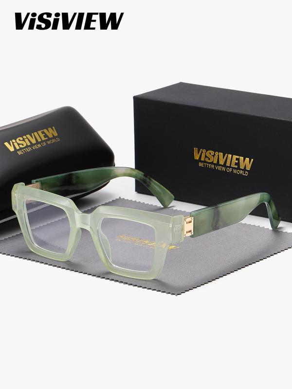 Unisex Stylish Full-frame Glasses, Trendy Square Frame Anti-blue Light Glasses with Box, Fashion Eyewear Accessories for Outdoor Activities