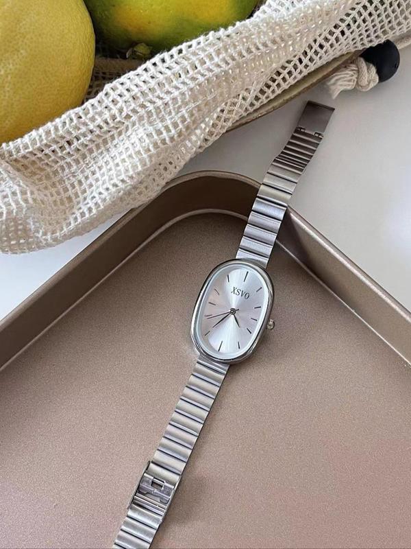 Women's Elegant Oval Dial Quartz Watch, Fashionable Wristwatch for Women & Girls, Trendy All-match & Exquisite Watch for Birthday Gift without Box