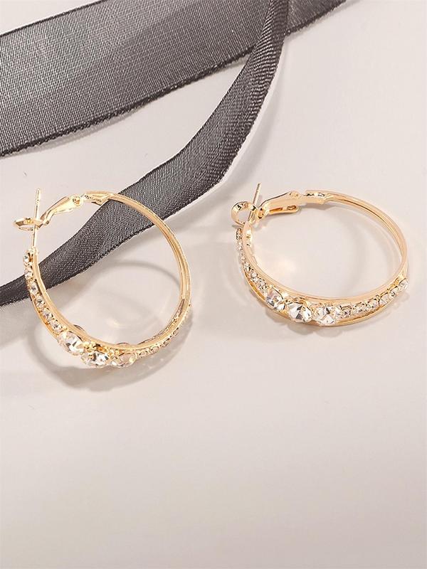 Fashion Rhinestone Decorated Hoop Earrings, Elegant Women's Anniversary Wedding Party Accessories, Minimalist Romantic Aesthetic Jewelry Gift for Her