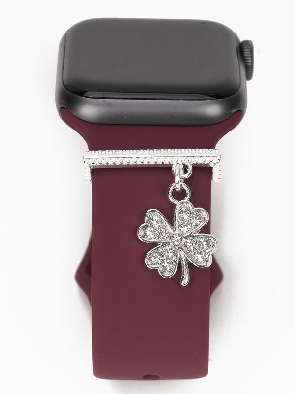 Rhinestone Decor Leaf Charm Design Watch Band Charm, Fashionable Watch Band Decoration for Women & Girls