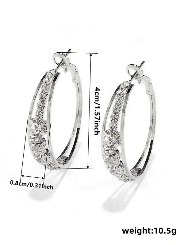 Fashion Rhinestone Decorated Hoop Earrings, Elegant Women's Anniversary Wedding Party Accessories, Minimalist Romantic Aesthetic Jewelry Gift for Her