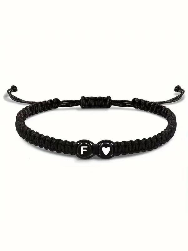 Letter Design Braided Bracelet, Simple Adjustable Hand Jewelry for Women & Men, Casual Cool Female Accessories, Trendy Matching Bracelet, for Fall