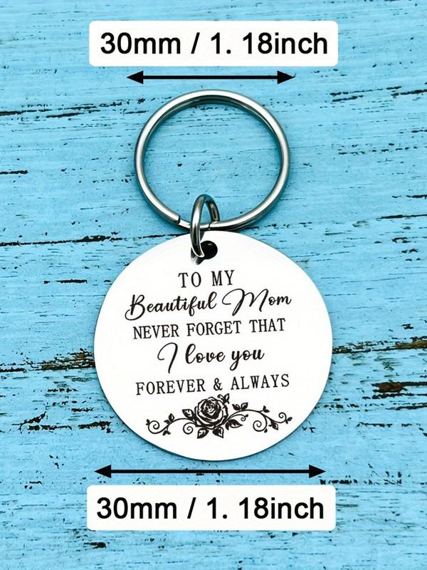 To My Beautiful Mom Keychain, Stainless Steel Keychain for Women, Fashion Jewelry for Party, Daily Clothing Decor, Trendy All-match & Exquisite Jewelry for Gift