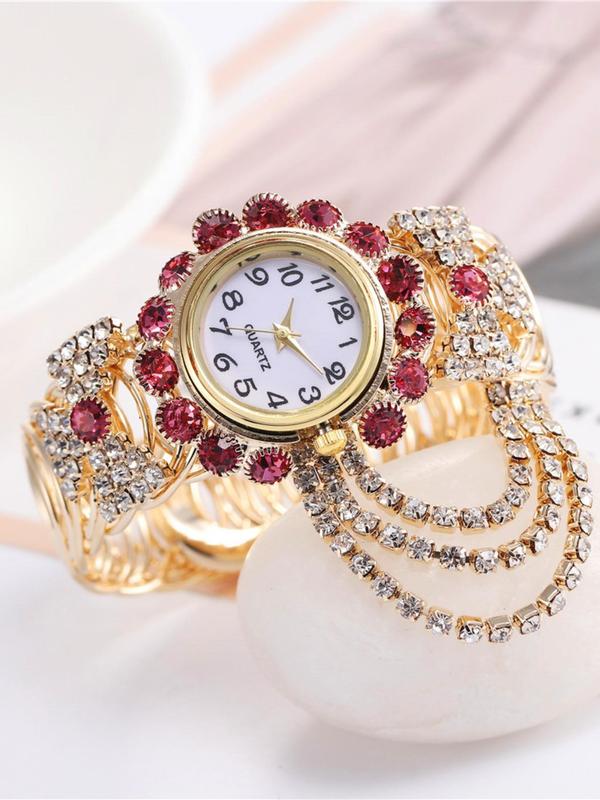 Women's Luxury Rhinestone Decorated Quartz Watch, Exquisite Trendy Wristwatch, Fashionable Watch for Women As Gift without Box