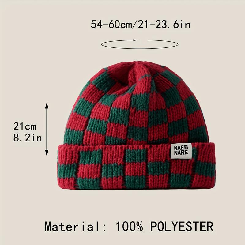 Fashionable checkered pattern beanies, new autumn and winter casual warm knitted hats for men and women, top quality beanies, fashion accessories