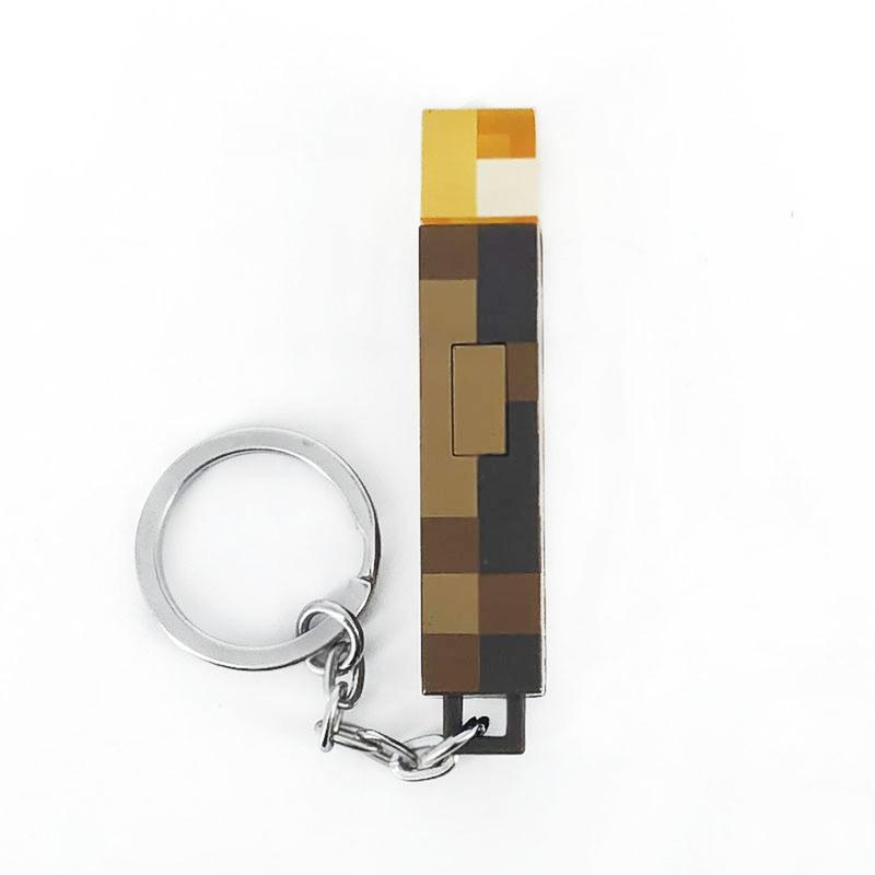 Minecraft Torch Light Keychain USB Charging Funny Keyring Backpack Pendant