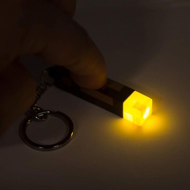 Minecraft Torch Light Keychain USB Charging Funny Keyring Backpack Pendant