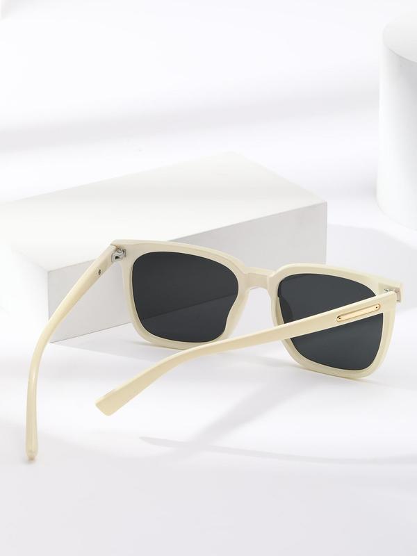 Unisex Simple Style Plain Color Sunglasses, Trendy Casual Square Frame Sunglasses for Everyday Use, Fashion Accessories for Outdoor Activities