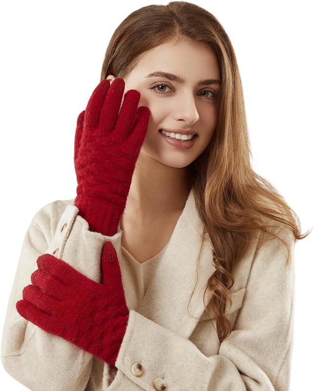 Winter Gloves for Women Men Therl Knit Elastic Soft Warm Touch Screen Friendly Glove for Cold Weather