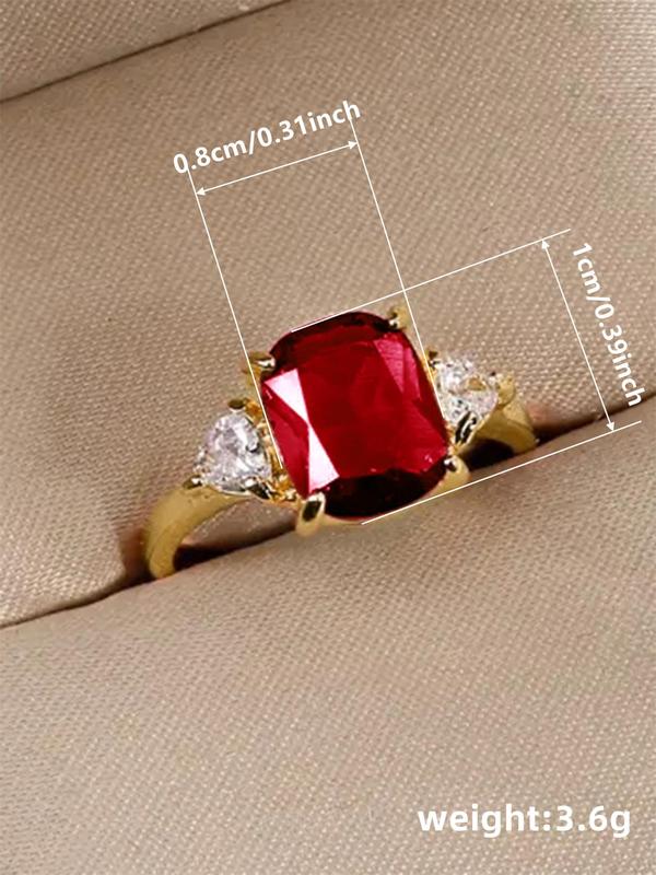 Elegant Rhinestone Decorated Geometric Shaped Design Ring, Fashion Accessories for Women for Party, Daily Clothing Decor, Trendy All-match & Exquisite Jewelry for Birthday Gift