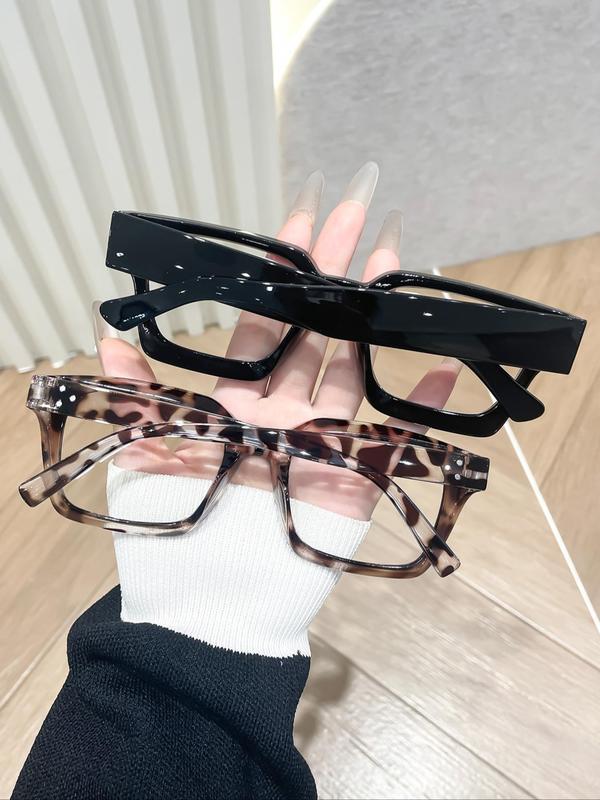 Unisex Fashion Leopard Pattern Clear Square Frame Eyeglasses, Trendy Casual Eyeglasses for Everyday Use, Fashion Accessories for Outdoor Activities