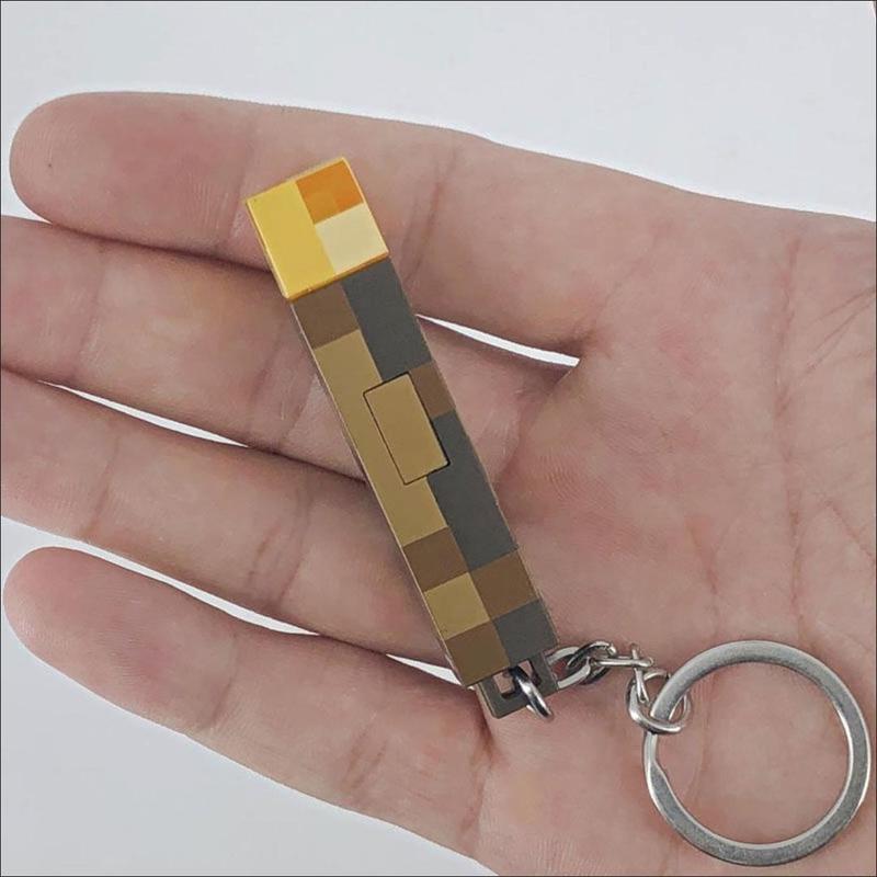 Minecraft Torch Light Keychain USB Charging Funny Keyring Backpack Pendant