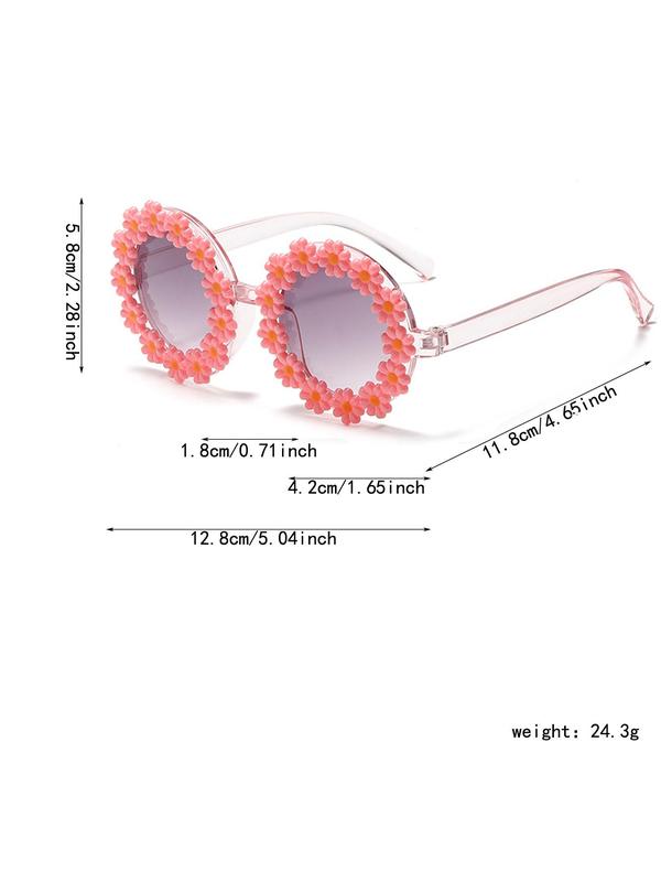 1 Pair Simple Floral Decor Sunglasses for Everyday Use, Summer Round Frame Fashion Sunglasses, Travel Accessories