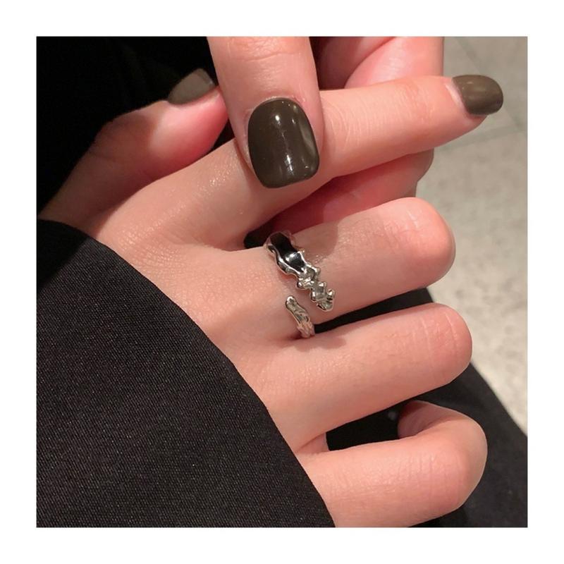 [Limited time offer] Black retro cold style drip glaze open ring for men and women niche design high-end fashion personality couple