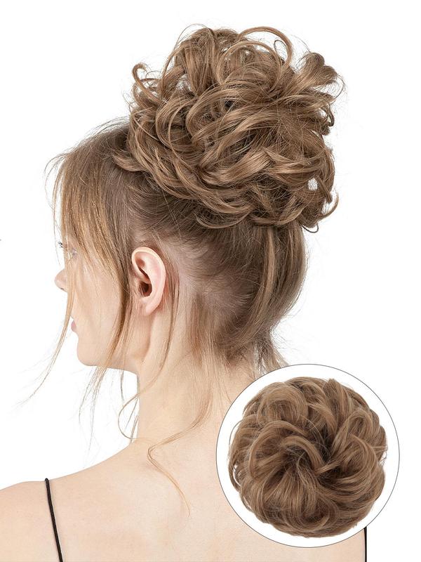 6 Inch Fashionable Solid Color Wavy Hair Bun, Natural Fluffy Hair Bun, Synthetic Hairpiece for Daily Use, Messy Elastic Scrunchies Style Hair Bun