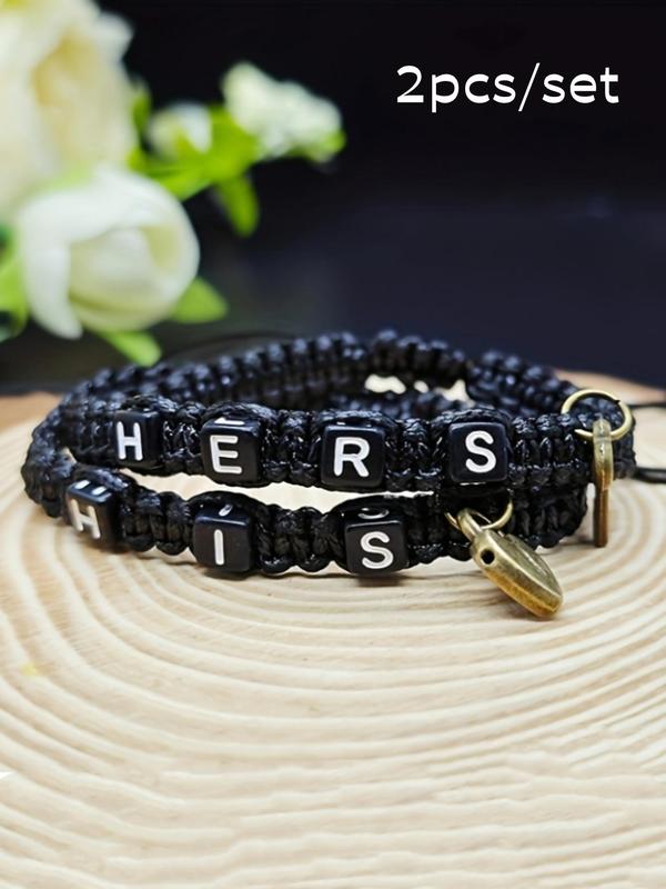 Couple Bracelet, Fashionable Letter Pattern Braided Bracelet for Women & Men, Trendy All-match & Exquisite Jewelry for Birthday Gift