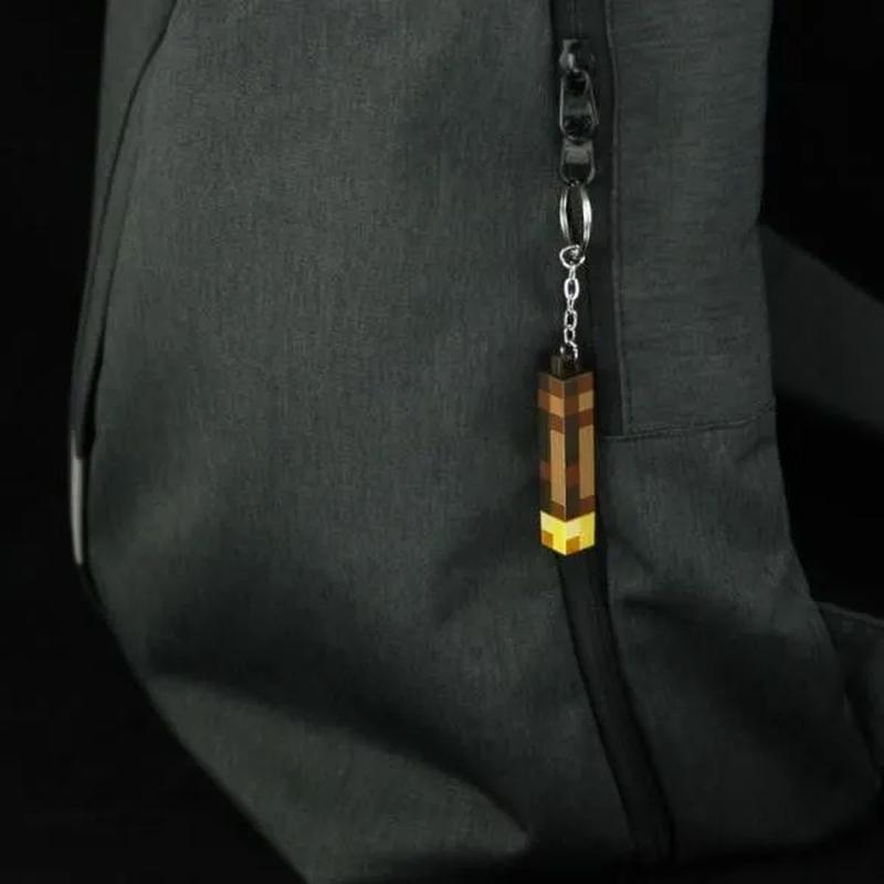 Minecraft Torch Light Keychain USB Charging Funny Keyring Backpack Pendant