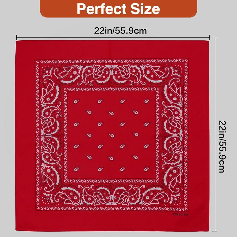 Cotton Large Bandanas for Men and Women, 22 Inch Paisley Bandana with Multiple Colors