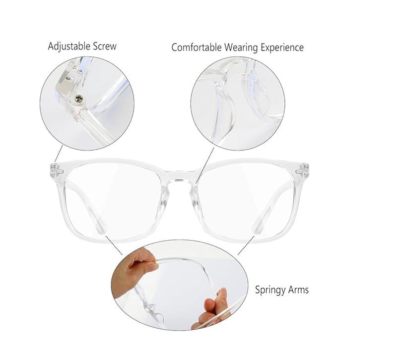 2024 Games Glasses, 2 Pack Clear Frame Glasses for Women Men,, Fashion Lightweight Eyeglasses for Work