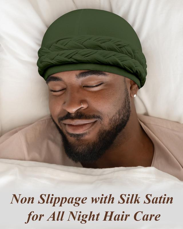 Luxurious Silk Satin Lined Halo Turban Head Wrap Set - 2 Pack Pre-Tied Skull Caps for Men and Women - Soft Sleeping Bonnets - Hair Cover for Chemo Hair Loss - Stylish and Comfortable Headwear