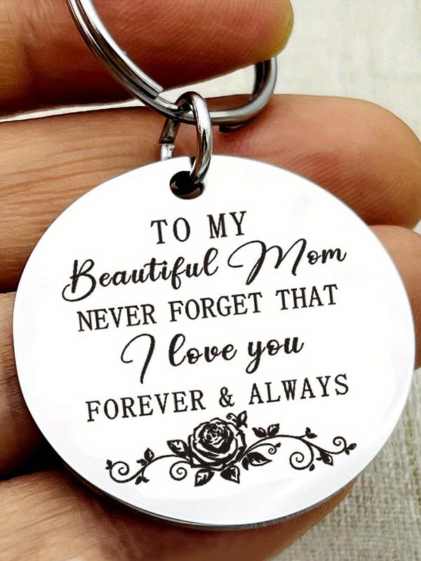 To My Beautiful Mom Keychain, Stainless Steel Keychain for Women, Fashion Jewelry for Party, Daily Clothing Decor, Trendy All-match & Exquisite Jewelry for Gift