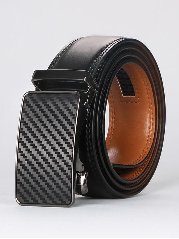 Men's Automatic Leather Belt, Business Casual Waistband with Adjustable Buckle, Fashion Accessories for Daily Wear