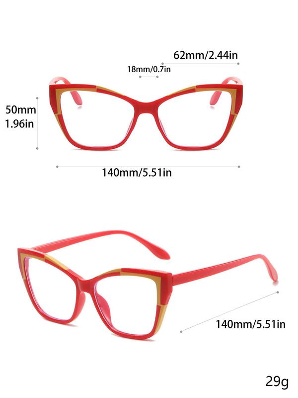 2024 Retro New Trend Eyeglasses, Trendy Colorblock Eyeglasses for Everyday Use, Fashion All-match Large Cat Eye Frame Eyewear, Travel Accessories