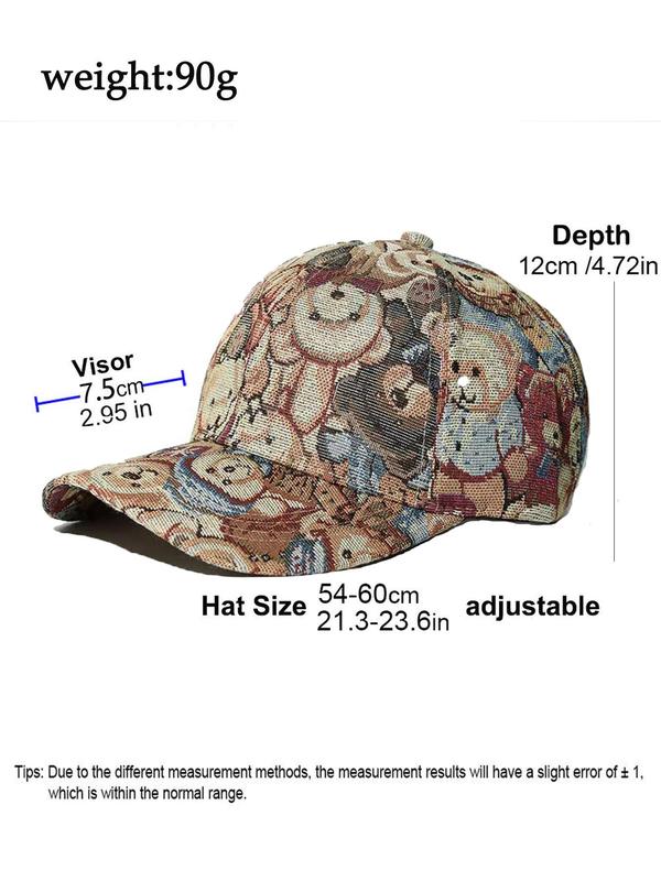 Cute Cartoon Bear Print Baseball Cap, Casual Outdoor Sun Protection Cap for Women & Men, Fashion  Vintage Hat for Party, Daily Clothing Decor