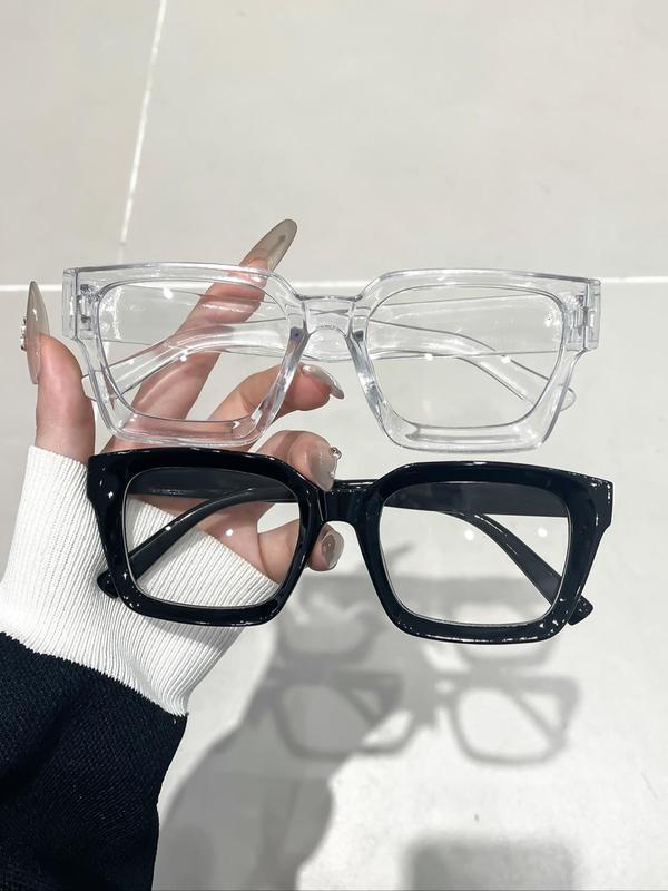 Unisex Fashion Leopard Pattern Clear Square Frame Eyeglasses, Trendy Casual Eyeglasses for Everyday Use, Fashion Accessories for Outdoor Activities