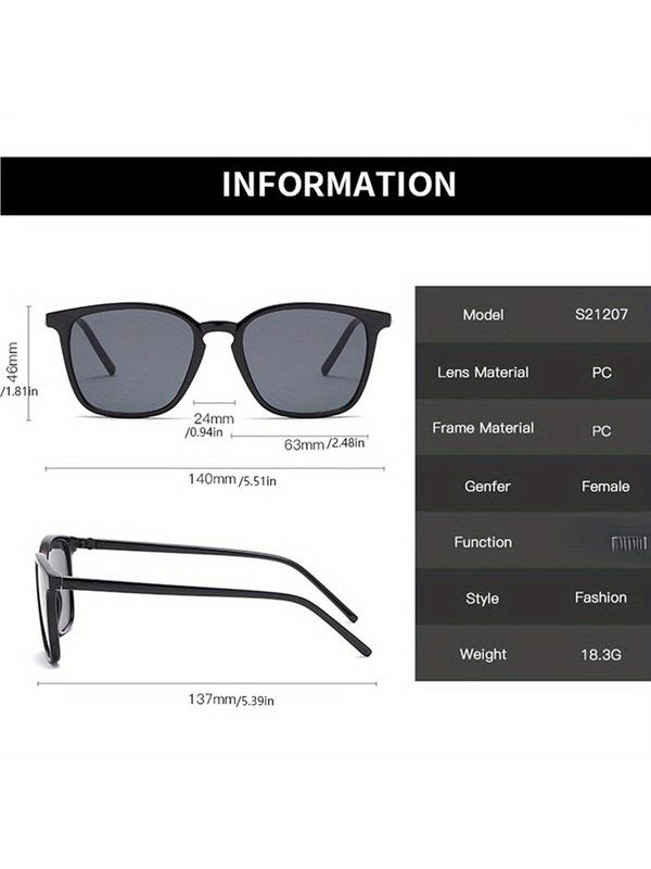 Unisex Simple Style Square Frame Sunglasses, Trendy Casual Sunglasses for Women and Men, Fashion Accessories for Everyday Use and Outdoor Activities