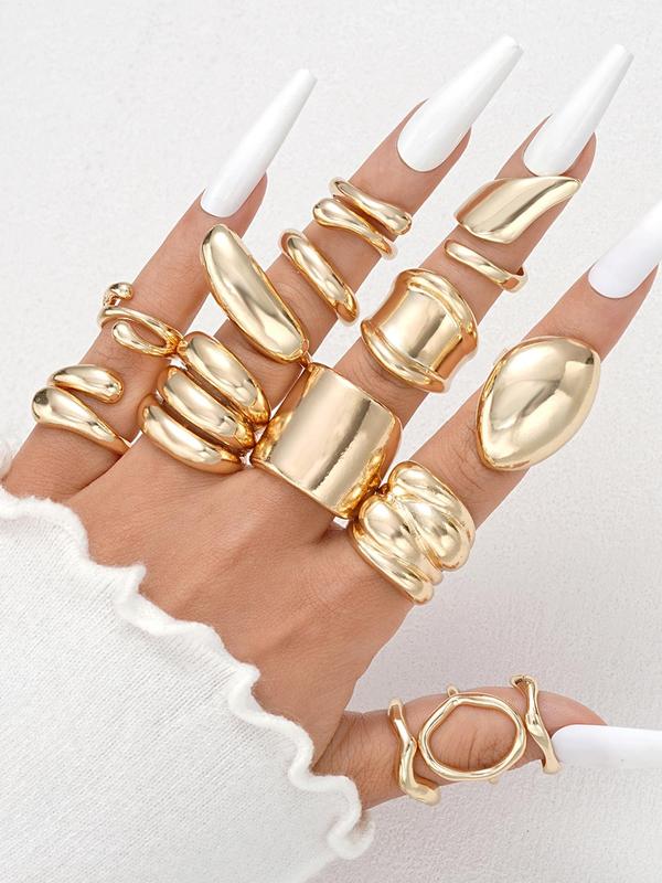 Women's Punk Mixed Style Rings, 14pcs set Exquisite Trendy Rings, Fashionable All-match Vintage Jewelry for Women As Gift for Party & Daily Decor, Promise Rings for Her