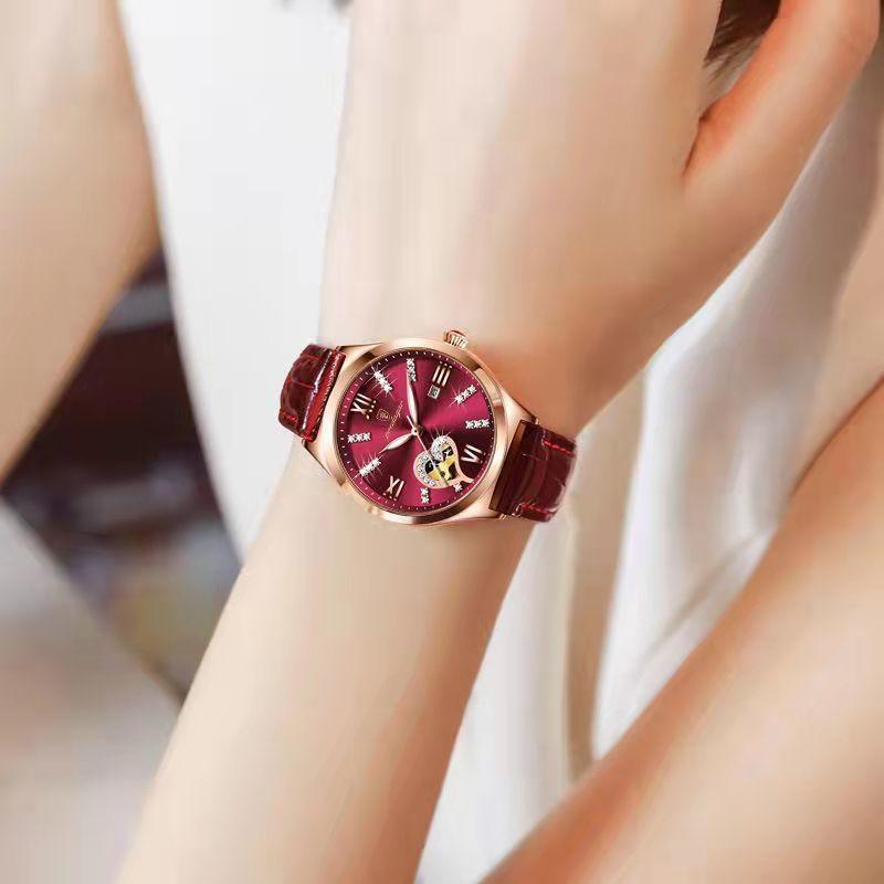 Swiss Classic Waterproof Luminous Women's Automatic Mechanical Watch Female Student Korean Style Fashionable Durable High-End Steel Belt