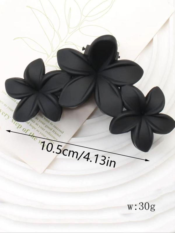 4pcs Simple Solid Color Plain Flower Design Hair Claw Clips, Daily Casual Versatile Hair Accessories for Women, Matt Easy Grasping Clip for Hairstyle Ideas