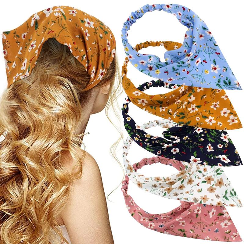 Bandana Headbands for Women Elastic Hair Bandana Scarf Headband Head Coverings for Women Large Boho Triangle Bandana Hair Coverings Handkerchief Headbands for Women Girls Hair Accessories