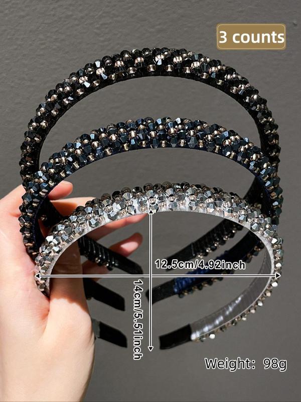 Rhinestone Decorated Hair Hoop, Elegant Hair Accessories for Women & Girls, Minimalist Headwear Suitable for Thick Hair