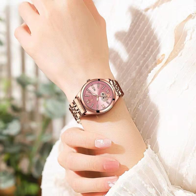 Swiss Classic Waterproof Luminous Women's Automatic Mechanical Watch Female Student Korean Style Fashionable Durable High-End Steel Belt