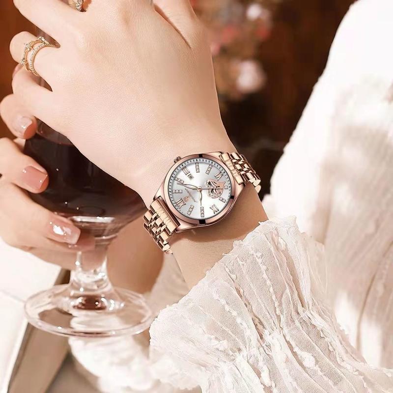 Swiss Classic Waterproof Luminous Women's Automatic Mechanical Watch Female Student Korean Style Fashionable Durable High-End Steel Belt