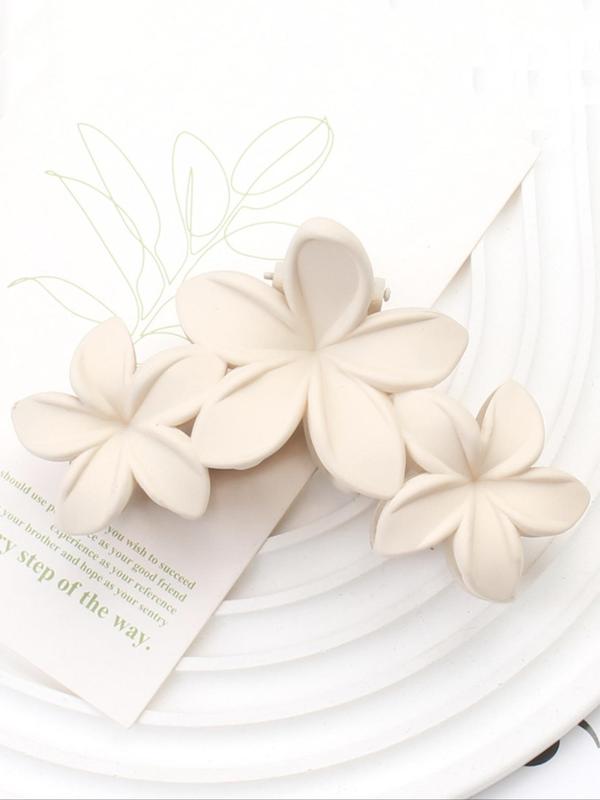 4pcs Simple Solid Color Plain Flower Design Hair Claw Clips, Daily Casual Versatile Hair Accessories for Women, Matt Easy Grasping Clip for Hairstyle Ideas