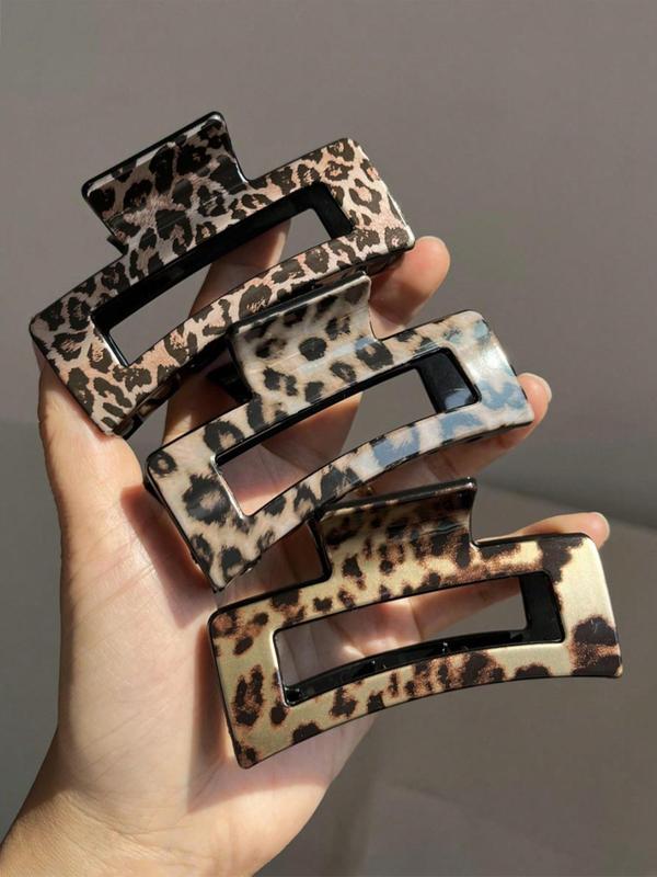 Leopard Pattern Square Hair Claws, Casual Versatile Hair Accessories for Women, Minimalist Headwear Suitable for Thick Hair, Fashion Hair Accessories for Party, Daily Clothing Decor