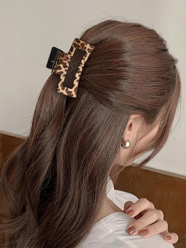 Leopard Pattern Square Hair Claws, Casual Versatile Hair Accessories for Women, Minimalist Headwear Suitable for Thick Hair, Fashion Hair Accessories for Party, Daily Clothing Decor