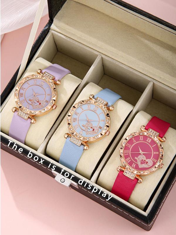 Women's Elegant Fashion Round Dial Quartz Watch, with Box, Fashion Watch Set for Party, Daily Decor, Trendy All-match & Exquisite Watch Set for Birthday Gift