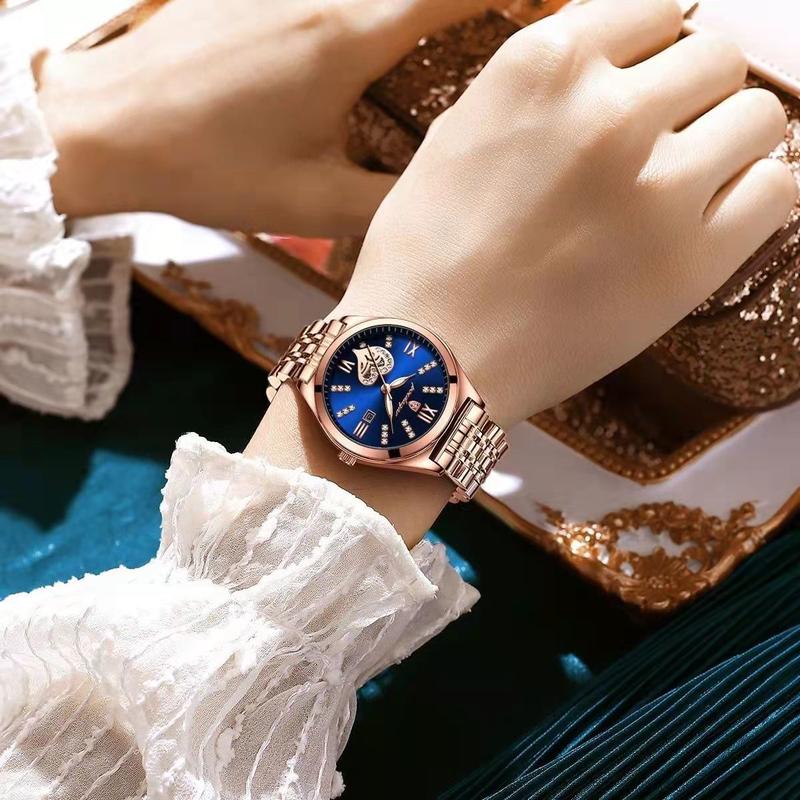 Swiss Classic Waterproof Luminous Women's Automatic Mechanical Watch Female Student Korean Style Fashionable Durable High-End Steel Belt