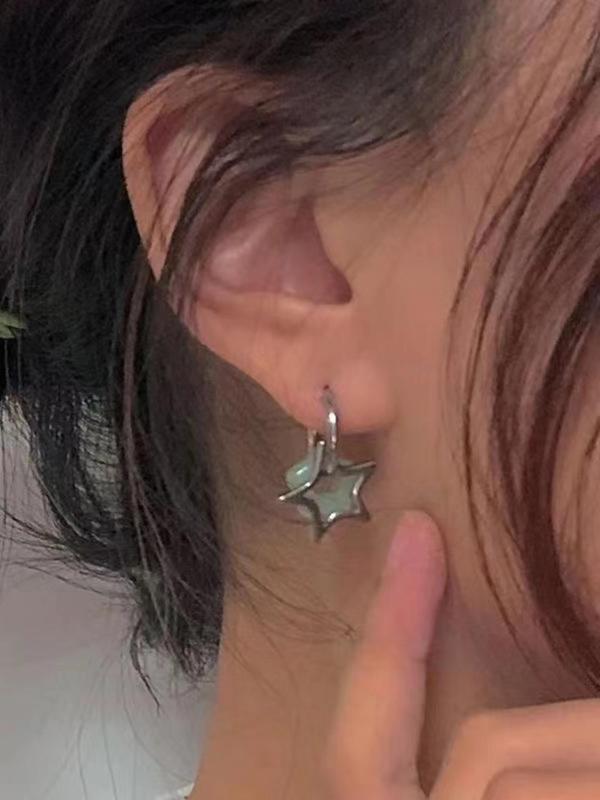 Temperament Hollow Out Star Decor Dangle Earrings for Women, Clean Girl Jewelry, Exquisite Ear Jewelry, Fashion Accessories for Party, Daily Clothing Decor