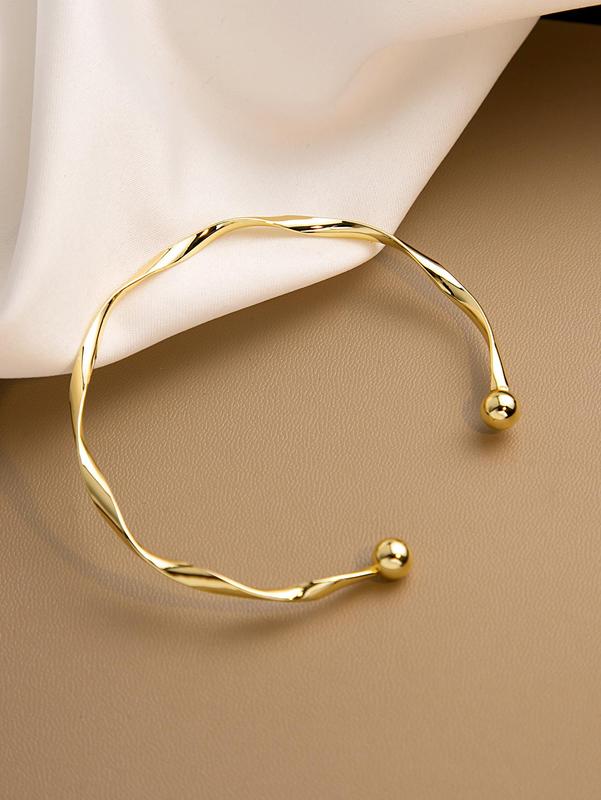 Women's Plain Casual Alloy Cuff Bangle, Elegant Casual All-match Jewelry for Girls Gift, Female Classic Fashion Accessories for Daily Wear