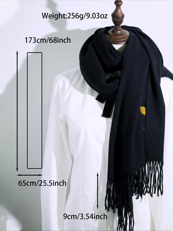 Solid Color Tassel Decor Scarf, Casual Soft Warm Shawl for Women & Men, Fashion Accessories for Daily Wear