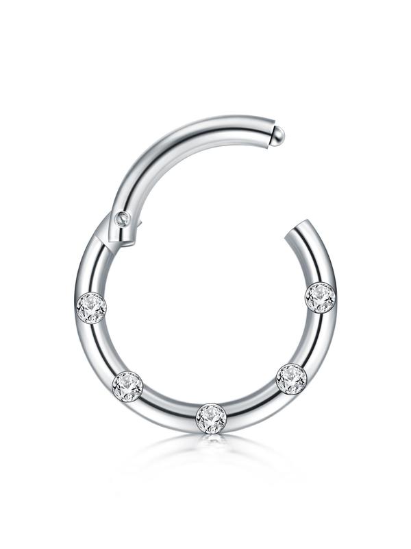 Rhinestone Decor Nose Ring, Fashionable Simple Design Hoop Earring, Stainless Steel Nose Ring, Body Jewelry for Men & Women