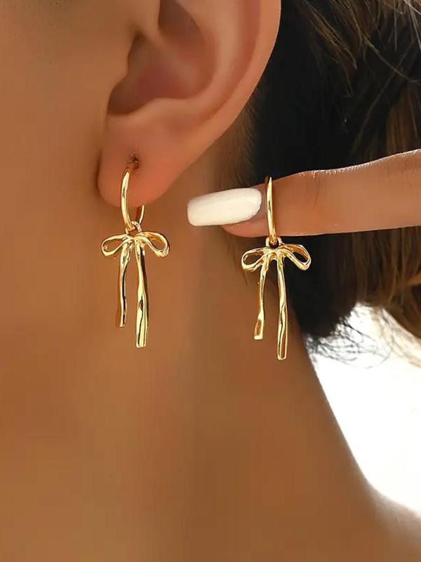 Women's Elegant Bowknot Design Dangle Earrings, Exquisite Trendy Dangle Earrings, Fashionable Jewelry for Women for Daily & Party Decoration