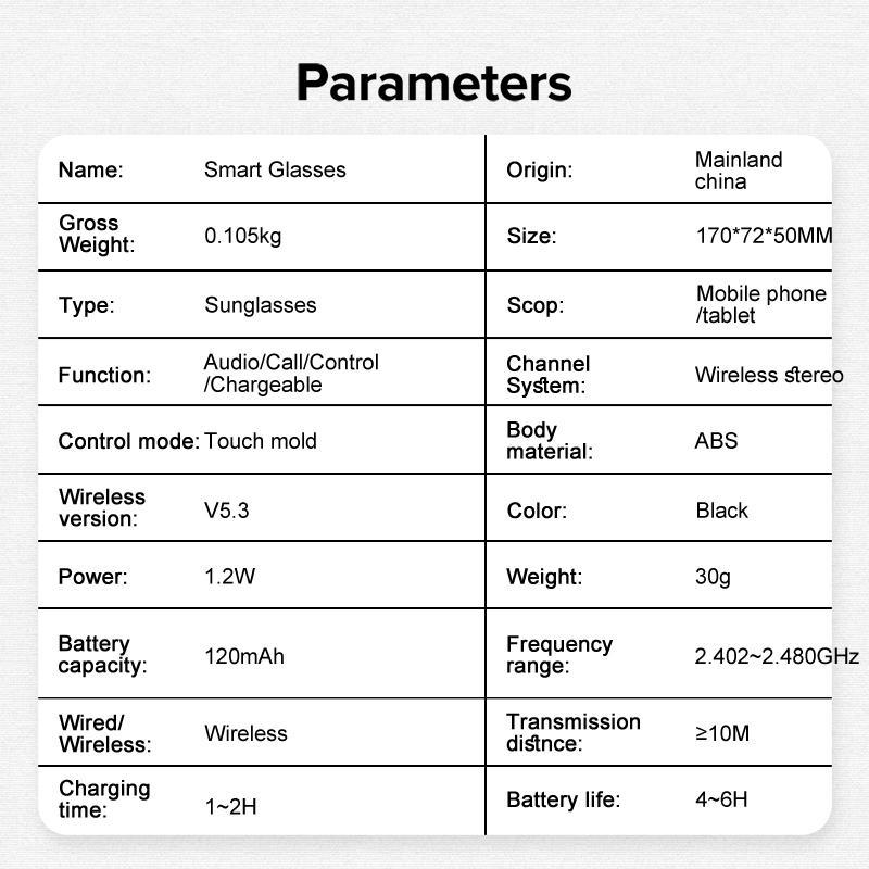 Koipsse Smart Glasses, Wireless Smart Glasses, Outdoor Sun Protective Glasses, Long Battery Life Wireless Connection V5.3 with Mic