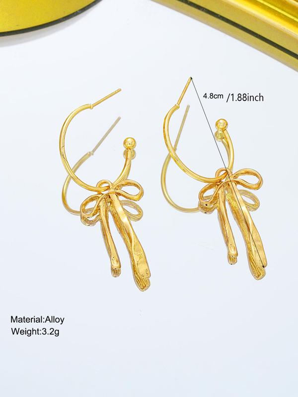 Women's Elegant Bowknot Design Dangle Earrings, Exquisite Trendy Dangle Earrings, Fashionable Jewelry for Women for Daily & Party Decoration