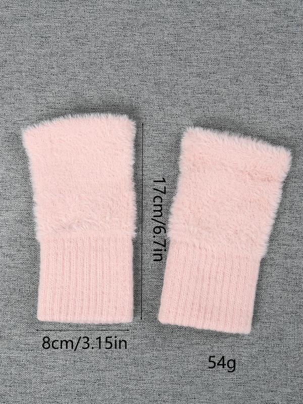 Women's Solid Color Fingerless Gloves, Casual Trendy Warm Gloves for Fall & Winter, Fashion Accessories for Women & Girls